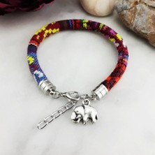 BijuStore Gümüş Renk Fil Kadın Retro Örme Bileklik