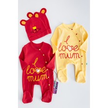 Babymod I Love Mum Taraftar Sarı Kırmızı Ikili Bebek Tulum Takım
