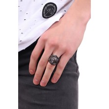 Labalaba Erkek Metalik Antrasit Kartal Yüzük