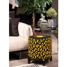 Adawall Home Siyah Medusa Ahşap Ayaklı Puf