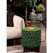 Adawall Home Yeşil Medusa Ahşap Ayaklı Puf