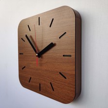Desen Sanat Özel Seri Minimalist Ahşap Kare Saat   30 x 30 cm   Ceviz