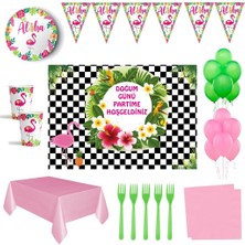 Parti Furyası Flamingo Tema 24 Kişilik Afişli Doğum Günü Parti Seti