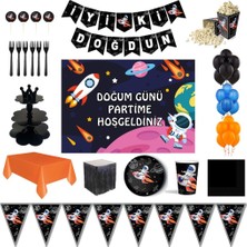 Parti Furyası Uzay Tema Afişli  24  Kişilik  Lüks  Doğum Günü Parti Süsleri
