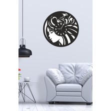 Hellove Bayan Kuaför Saati Ahşap Duvar Saati Kadın Kuaför Duvar Saati