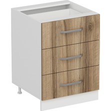 Minar Mutfak Alt Modül 3ç Nray 60CM Dolap Beyaz/dore - D1