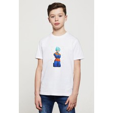 Qivi Anime Dragon Ball Baskılı Unisex Çocuk Beyaz T-Shirt