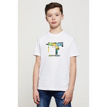 Qivi Mac 1o I Stalker Baskılı Unisex Çocuk Beyaz T-Shirt