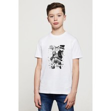 Qivi Anime One Piece Baskılı Unisex Çocuk Beyaz T-Shirt