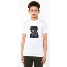 Anime Tokyo Ghoul Anteiku Kaneki Baskılı Unisex Çocuk Beyaz T-Shirt