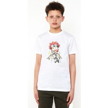 Anime One Piece Baskılı Unisex Çocuk Beyaz T-Shirt