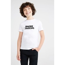 Imagine Dragons Letras Baskılı Unisex Çocuk Beyaz T-Shirt