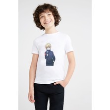 Anime Naruto Slugfest Baskılı Unisex Çocuk Beyaz T-Shirt