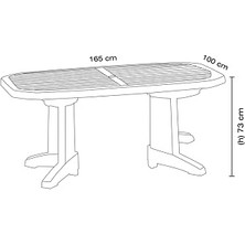 Papatya Laguna Beyaz 100 x 165 cm Plastik Balkon Bahçe Teras Veranda Dış Mekan Masası