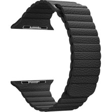  Apsuwa Apple Watch Se 44MM Uyumlu Kordon Loop Deri Mıknatıslı Saat Kordonu 44/K09--SIYAH