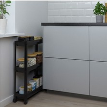 Omaş Ahir Ticaret Tekerlekli Dikdörtgen 3 Katlı Raf Ünitesi - Banyo Mutfak Düzenleyici Organizer Raf