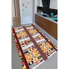 İnka Halı Antibakteriyel Kaymaz Dot Taban Yıkanabilir Dijital Baskı Mutfak Halısı MRC2396