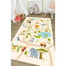 İnka Halı Antibakteriyel Kaymaz Dot Taban Yıkanabilir Dijital Baskı Çocuk Halısı MRC2730