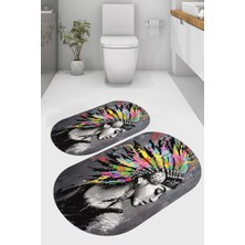 İnka Halı Kaymaz Taban Yıkanabilir 2'li Banyo Paspası (50X60 cm - 60X100 Cm) BRC1547