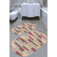 İnka Halı Kaymaz Taban Yıkanabilir 2'li Banyo Paspası (50X60 cm - 60X100 Cm) BRC1626