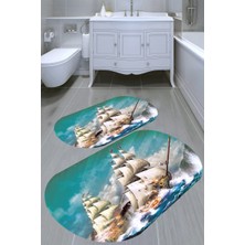 İnka Halı Kaymaz Taban Yıkanabilir 2'li Banyo Paspası (50X60 cm - 60X100 Cm) BRC5031