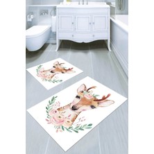 İnka Halı Kaymaz Taban Yıkanabilir 2'li Banyo Paspası (50X60 cm - 60X100 Cm) BRC5041