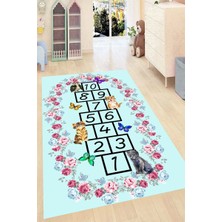 İnka Halı Antibakteriyel Kaymaz Dot Taban Yıkanabilir Dijital Baskı Çocuk Halısı MRC2640