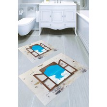 İnka Halı Kaymaz Taban Yıkanabilir 2'li Banyo Paspası (50X60 cm - 60X100 Cm) BRC5112