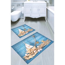 İnka Halı Kaymaz Taban Yıkanabilir 2'li Banyo Paspası (50X60 cm - 60X100 Cm) BRC5087