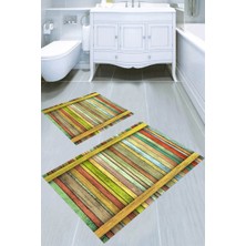 İnka Halı Kaymaz Taban Yıkanabilir 2'li Banyo Paspası (50X60 cm - 60X100 Cm) BRC5078