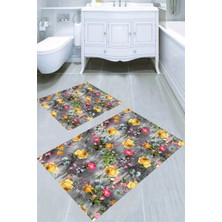İnka Halı Kaymaz Taban Yıkanabilir 2'li Banyo Paspası (50X60 cm - 60X100 Cm) BRC5168