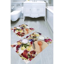 İnka Halı Kaymaz Taban Yıkanabilir 2'li Banyo Paspası (50X60 cm - 60X100 Cm) BRC5236