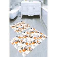 İnka Halı Kaymaz Taban Yıkanabilir 2'li Banyo Paspası (50X60 cm - 60X100 Cm) BRC5241