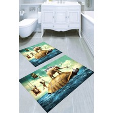 İnka Halı Kaymaz Taban Yıkanabilir 2'li Banyo Paspası (50X60 cm - 60X100 Cm) BRC5230