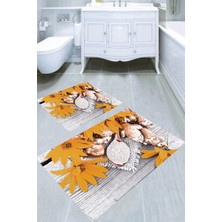 İnka Halı Kaymaz Taban Yıkanabilir 2'li Banyo Paspası (50X60 cm - 60X100 Cm) BRC5242