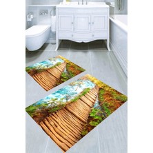 İnka Halı Kaymaz Taban Yıkanabilir 2'li Banyo Paspası (50X60 cm - 60X100 Cm) BRC5262