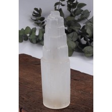 Dünya Doğal Taş Selenit Taşı Doğal Taş Kule ( 15 cm ) - KT0439