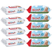 Baby Turco Islak Havlu Mendil 90 Yaprak Plastik Kapaklı Karma 9 Lu Set (Klasik-Beyaz Sabun)