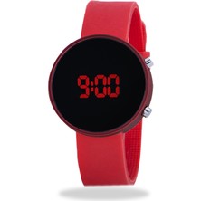 Spectrum Dijital Kırmızı Renk Yuvarlak Kasa Silikon Kordonlu Spor Bayan Kol Saati ST-303625