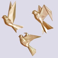 Selim Dekor Mouette 3'lü Dekoratif Kuş Altın