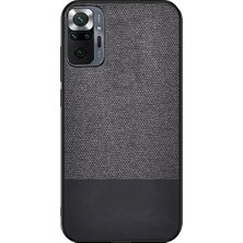 Microcase Xiaomi Redmi Note 10 Pro Fabrik Serisi Kumaş ve Deri Desen Kılıf - Siyah