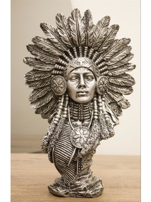 Antioch Artdesign Kızılderili Kadın Biblo Tasarım 30 cm Ev Dekor Hediyelik Eşya