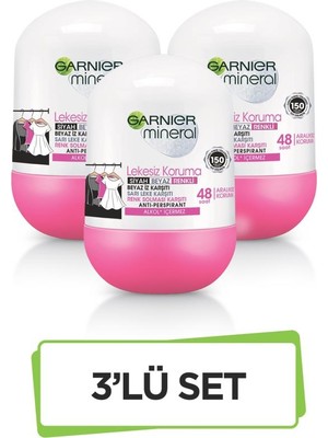 Garnier Mineral Lekesiz Koruma Roll-On 50ML 3'lü Set Cilt Nefes Alsın Unisex Kullanıma Uygun