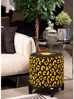 Adawall Home Siyah Medusa Ahşap Ayaklı Puf