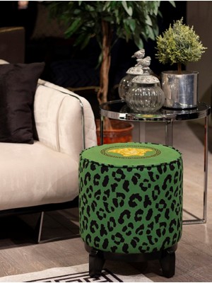 Adawall Home Yeşil Medusa Ahşap Ayaklı Puf