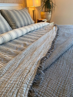 Yaseminin Evi Anrasit - Açık Gri Battal Boy 4 Kat Pamuk Müslin Yatak Örtüsü