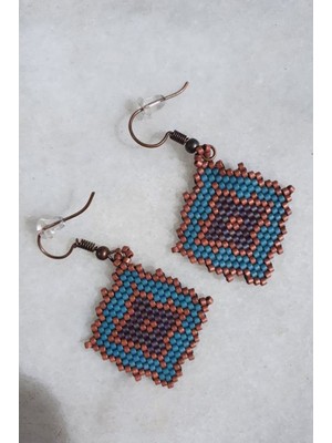 Zarias's Miyuki Küpe Etnik Kahve-Mavi