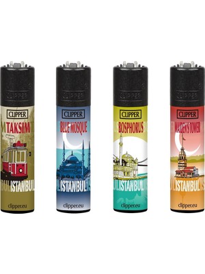 CLİPPER Istanbul Serisi Taşlı Pocket Çakmak 4 Adet
