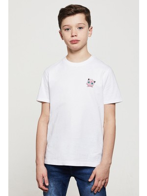 Pokemon Avengermon Jigglypuff Purin Baskılı Unisex Çocuk Beyaz T-Shirt