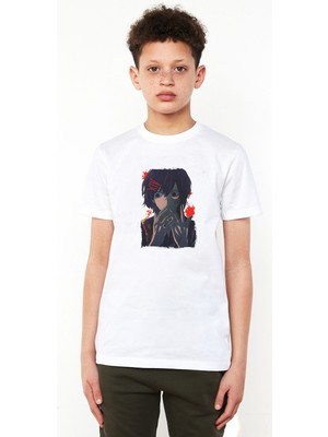 Anime Tokyo Ghoul Anteiku Kaneki Baskılı Unisex Çocuk Beyaz T-Shirt